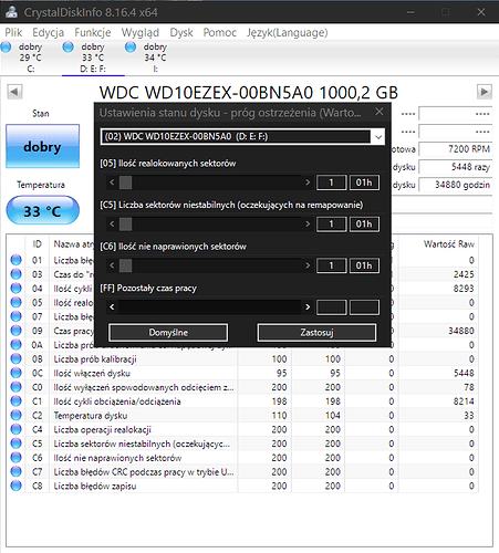 Ustawienia stany hdd