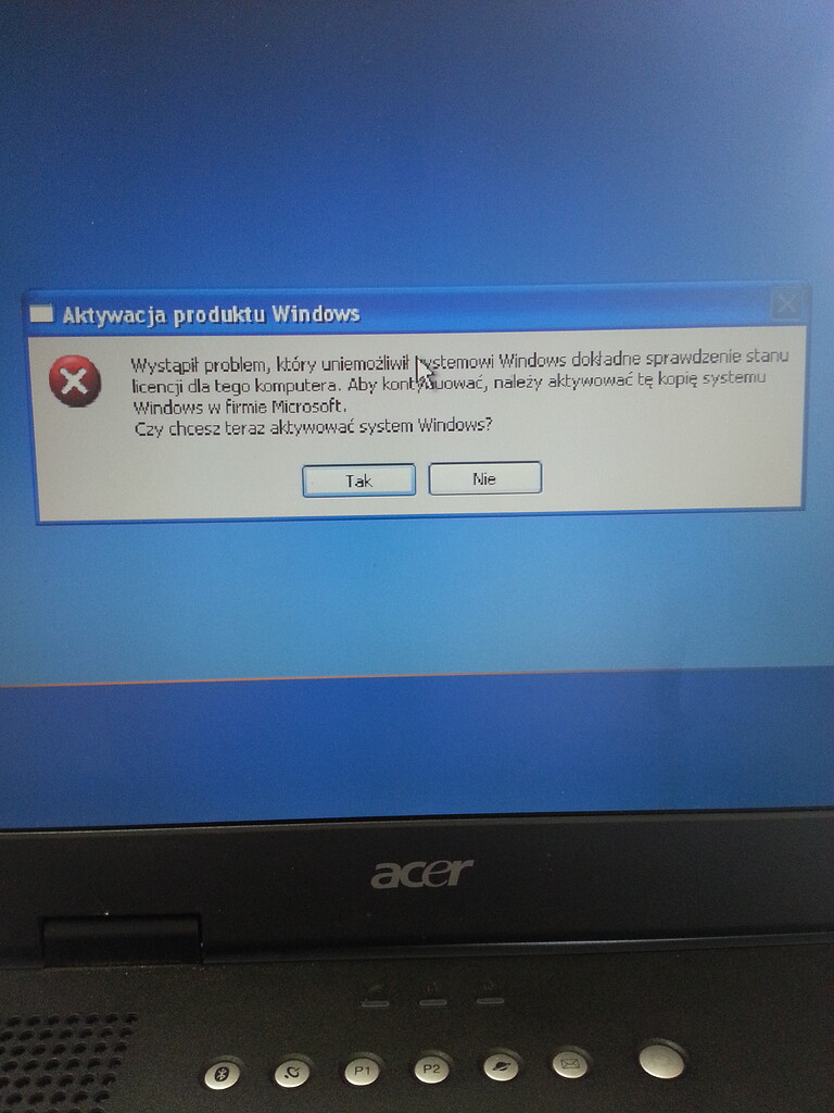 Problem z aktywacją windows xp na laptopie Problemy z