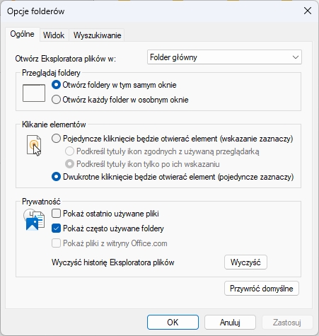 Opcje Folderów (Włączone)