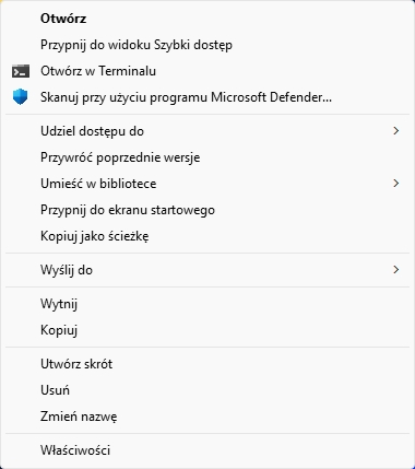 Menu PPM Standardowy