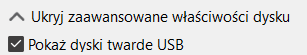 Pokaż dyski twarde USB