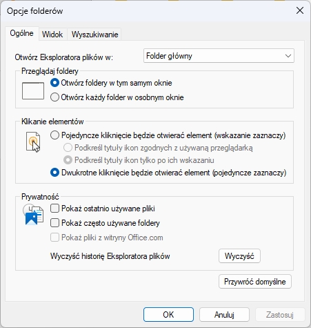 Opcje Folderów (Wyłączone)